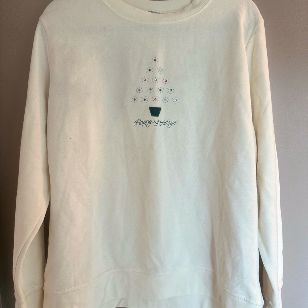 Cream Holiday Sweater - Christmas tree design - new with tags - vintage Kmart